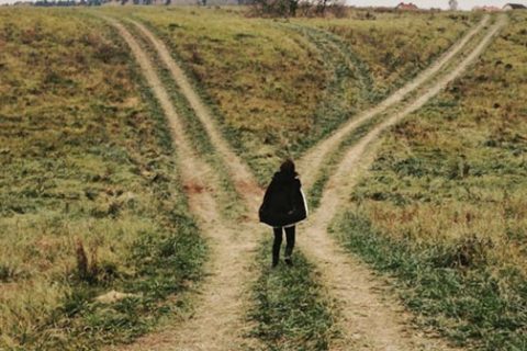 Man walk alone in the farm