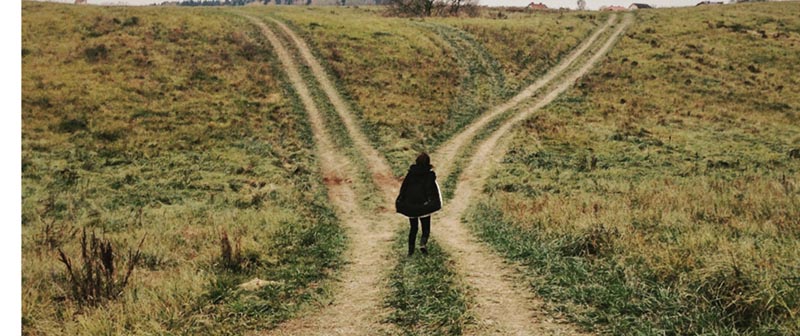 Man walk alone in the farm