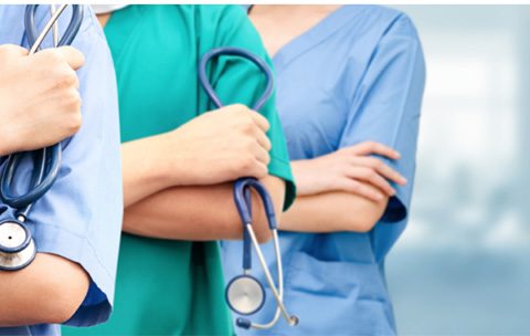 Three lady nurses standing